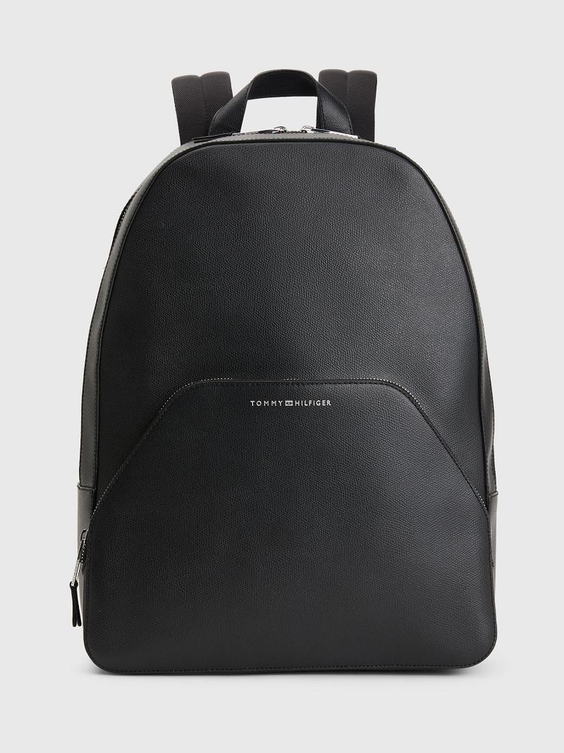 Férfi Tommy Hilfiger City Bőr Backpack Táska Fekete | HU 1478CTV